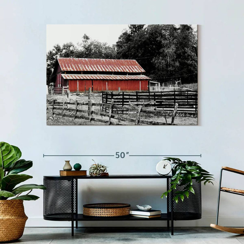 Lilie BW Rustic Barn, 32" H x 48" W