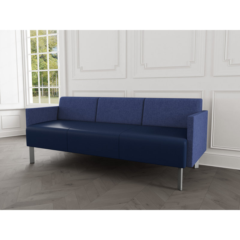 Luxe Lounge Reception Sofa, Silver Steel, Archetype Admiral/Modena Ink