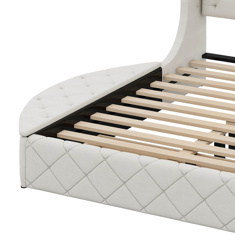 Grand lit de rangement tapissier Arenberg, Beige
