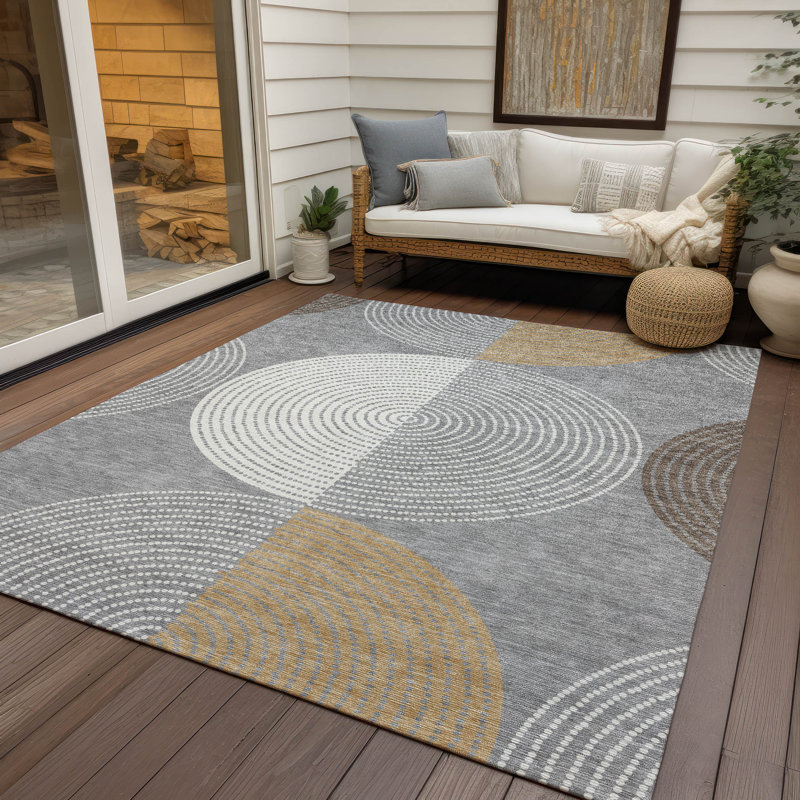 Machine Washable Indoor/Outdoor Jenning ACN2281 Geometric Rug, Rectangle 3' x 5'