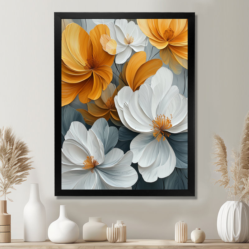 Molique - Floral Wall Art, H 20 po x l 12 po, Reproduction encadrée sans passe-partout, Noir, noir, noir, noir