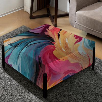 Multicolor Poupart Playful Matrix - Pop Art Large Square Ottoman