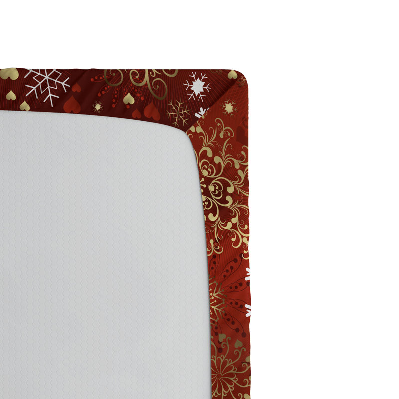 Ambesonne Fitted Sheet 2-Pack, Twin XL Fitted Sheet, Red/White Floral 2