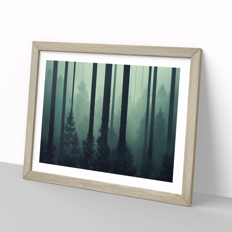 Traditional Pine Tree Forest - Single Picture Frame Print, 25cm H x 34cm W x 2cm D, Oak Framed