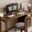 Bureau rectangulaire en bois massif brun noisette avec 2 tiroirs-677691307