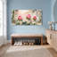 Tableau aquarelle de pivoine et de bambou sur toile tendue, idéal pour décorer un salon, une chambre ou un bureau.-444511840
