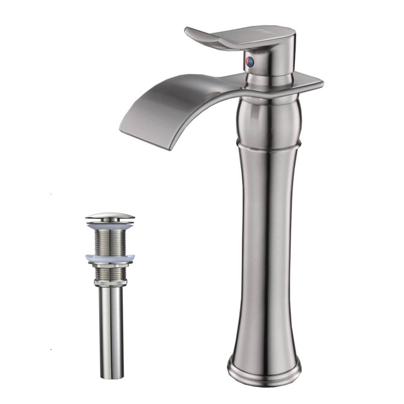 Single-handle Bathroom Faucet with Drain Assembly, Brushed Nickel