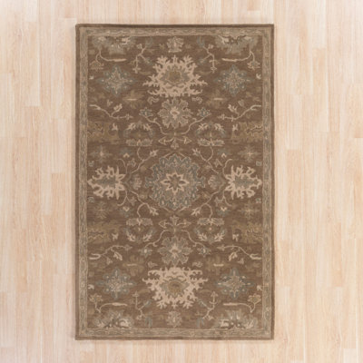 Gurusharan Oriental Hand-Tufted Wool Taupe/Beige/Brown Area Rug