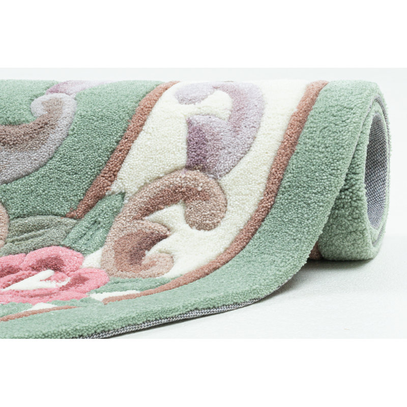 Ming Hand Tufted Green Rug, Oval 190 x 290cm