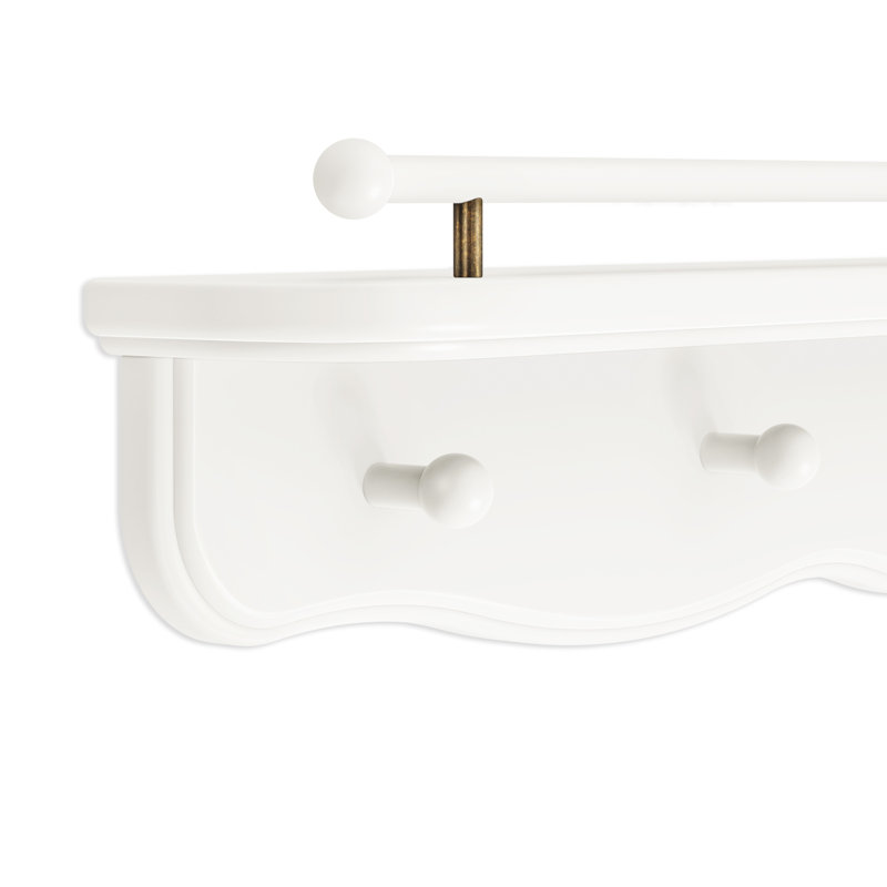 Liberty 31" Wall Shelf with Hooks, Warm White