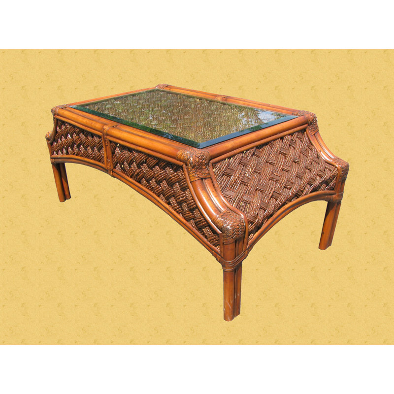 Schmitz Glass Top Single Coffee Table, Brownwash