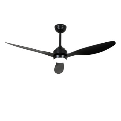 Ventilateur de plafond 52 po avec lumières et 3 ventilateurs de pales en ABS silencieux à 6 vitesses, ventilateur de plafond réversible, pour patio, salon, chambre à coucher, bureau, intérieur (noir mat)