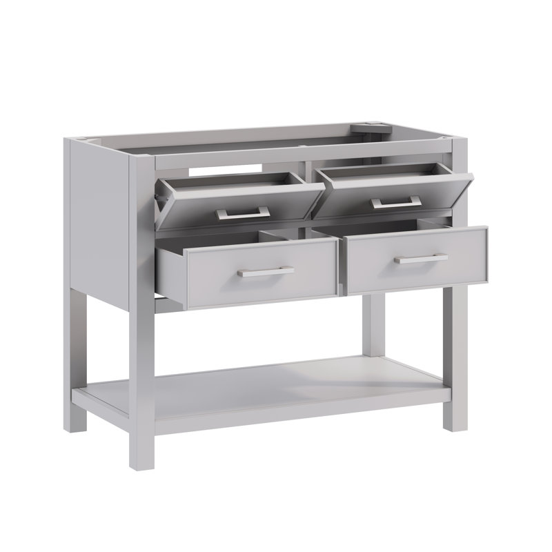 Chilled Gray 43" Single Bathroom Vanity with Engineered Marble Top