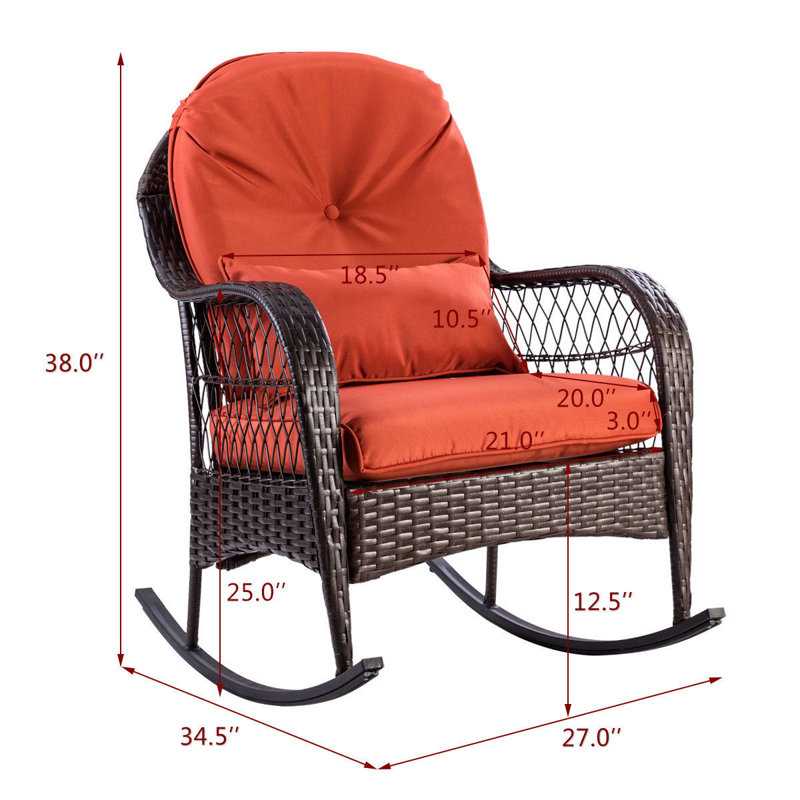 Chaise berçante en osier avec coussin Myrtlewood