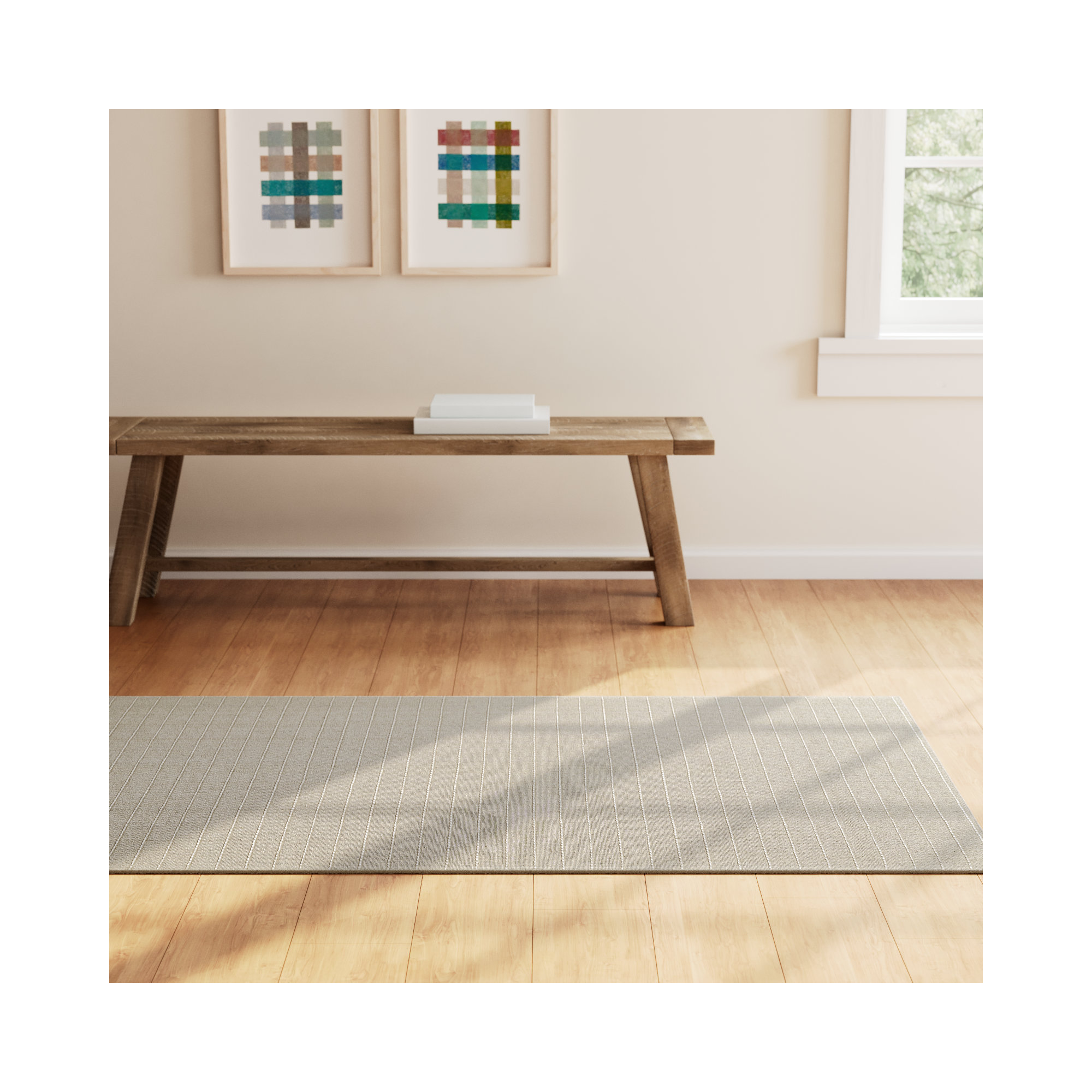 Amita Handmade Natural Rug, Rectangle 5' x 8'