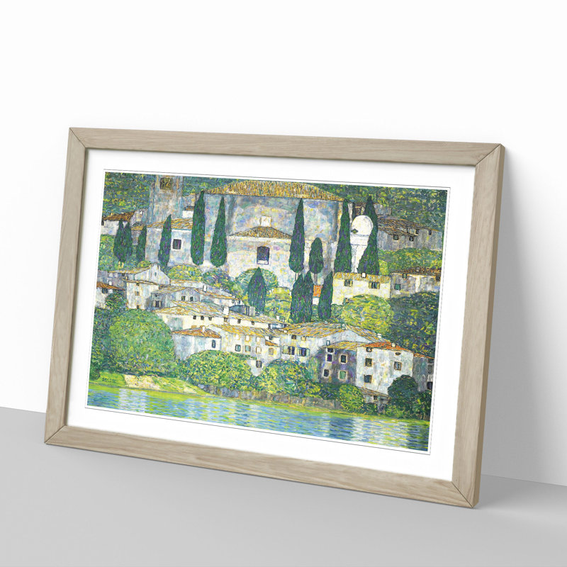 Church in Cassone by Gustav Klimt - Picture Frame Painting, 48cm H x 65cm W x 2cm D, Oak Framed