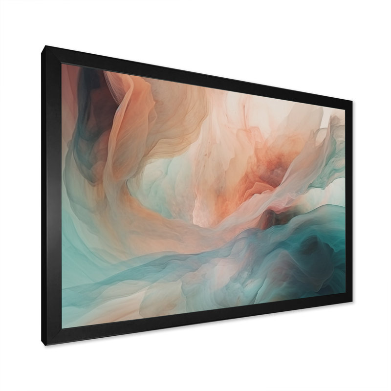 Orange, bleu, danse, couleurs III - impression, Cadre d'angle fermé noir, H 12 po x l 20 po x P 1 po