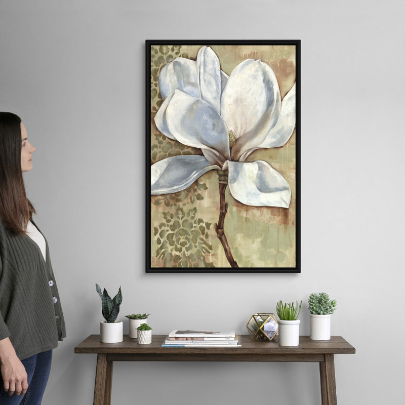 Magnolia Majesty I, art mural sur toile, H 32 po x l 48 po x P 1,25 po, Cadre noir