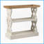 Charme de campagne française blanche Table basse en bois naturel - 3 niveaux de rangement pour le salon