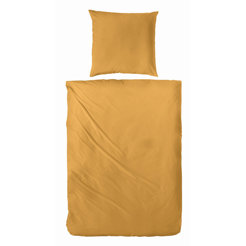 Ardingly Cotton 200 TC Duvet Cover Set, 240 x 200 cm - 2 Pillowcases (80 x 80 cm), Mustard