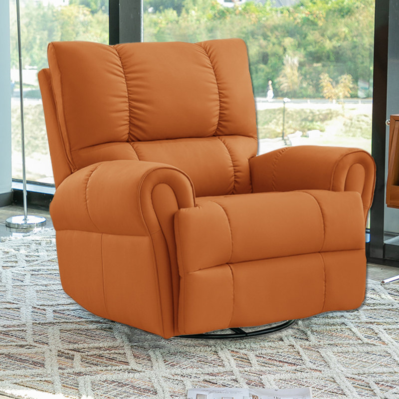 Nidhin Faux Leather Recliner, Orange Faux Leather