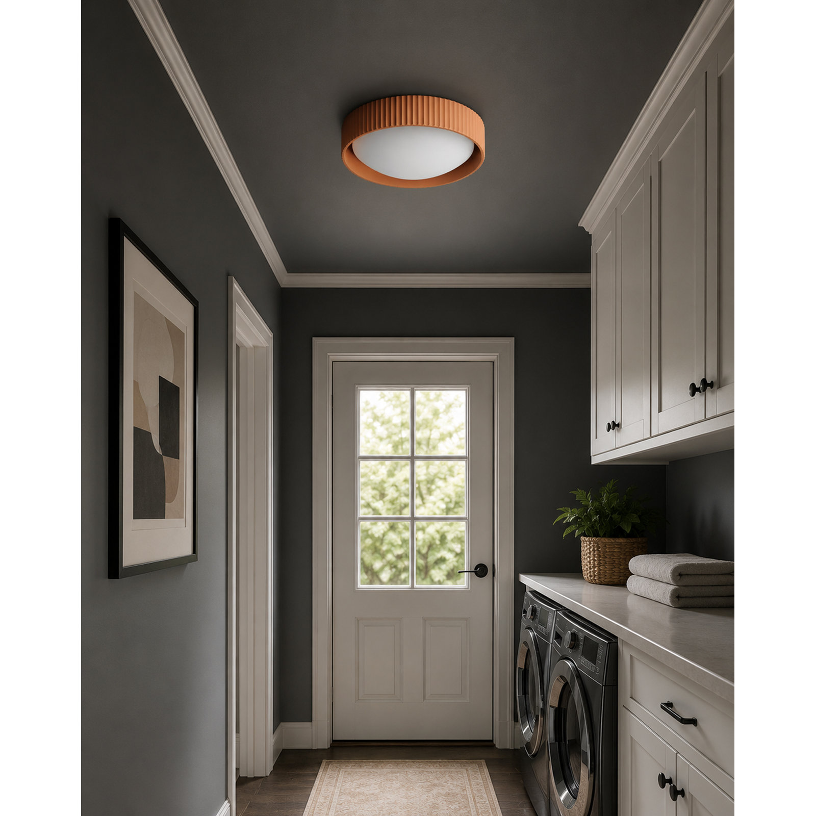 Carran Single Light Acrylic LED Flush Mount, Terra Cotta