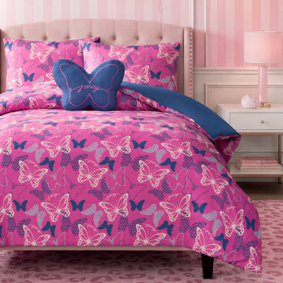 Juicy Couture Kids Wild Butterfly Toss Reversible Comforter Set