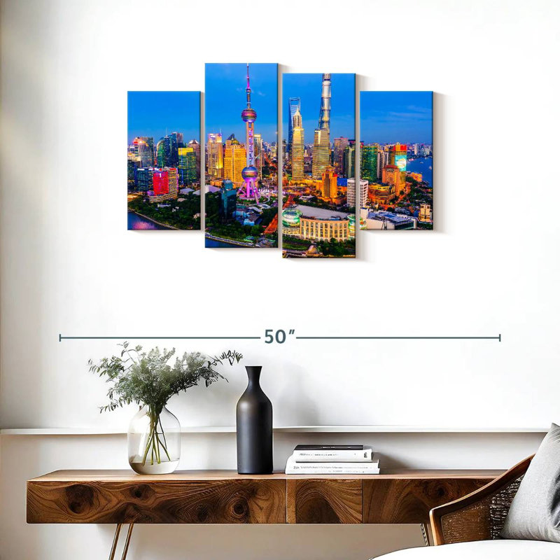 Shanghai twilight skyline Sireci, 22" H x 36" W