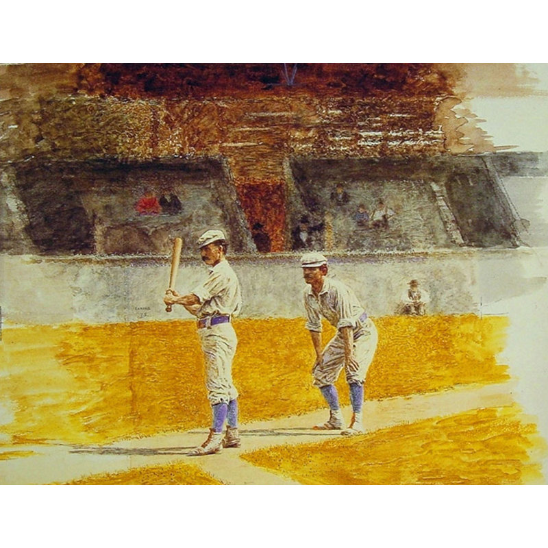 Joueurs de baseball qui s'entraînent, H 14 po x l 18 po