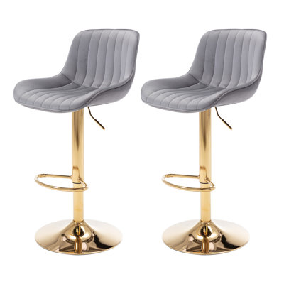 Garnich Swivel Upholstered Adjustable Heightcounter Stool With Metal Frame