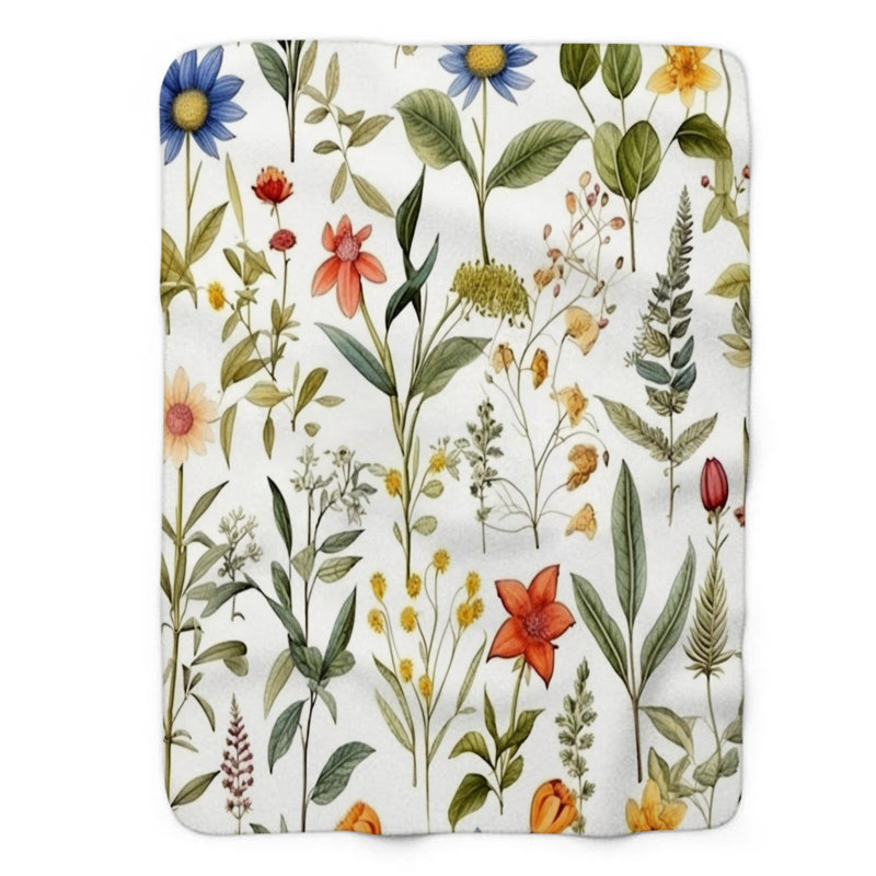 Heirloom Florals - Couverture Sherpa de qualité supérieure 1 pièce, Grand lit