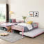 Lit superposé en métal rose avec lit gigogne - Lit moderne et fonctionnel, lit superposé, solide pour la durabilité, fonctionnement silencieux et stable, capacité de charge à bruit élevé, escalier sécuritaire, agencement simple-130762702