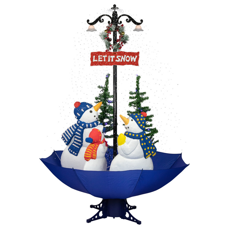 Lighted Musical Snowing Let It Snow Snowmen In Umbrella Base Christmas Decoration - 5.5'
