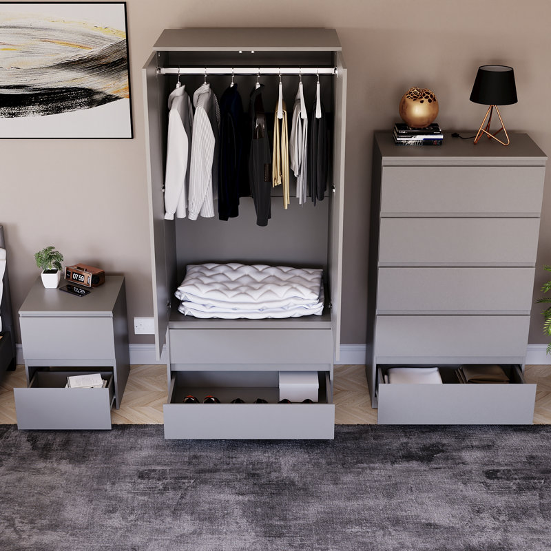 Romeon 3 Piece Bedroom Set, Grey