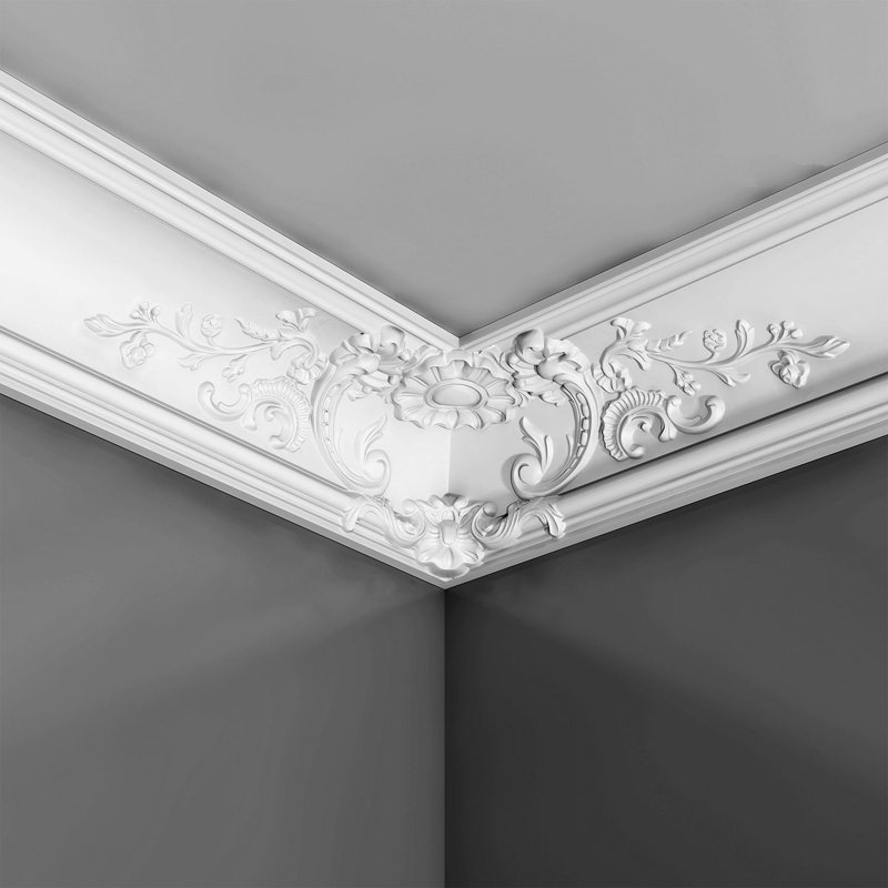 ORAC DECOR 7-1/4 in. x 7-1/4 in. x 78-3/4 in. Acanthus Leaves Primed White High Density Polyurethane Crown Moulding