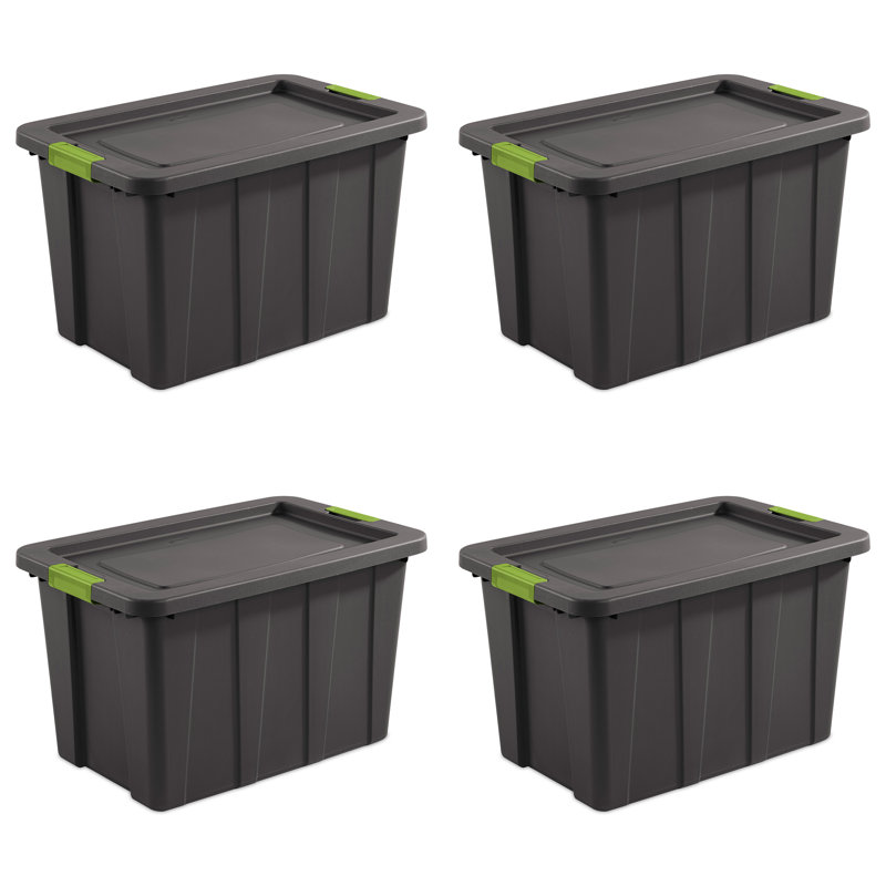 Sterilite Latching Tuff1 Stackable Storage Tote Bin w/ Latch Lid, 4-Pack, 120 Quart