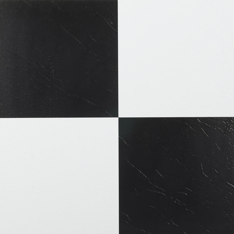 Woven Trends Tivoli Self Adhesive Vinyl Floor Tiles, 45 Pcs, 12" X 12", Black & White
