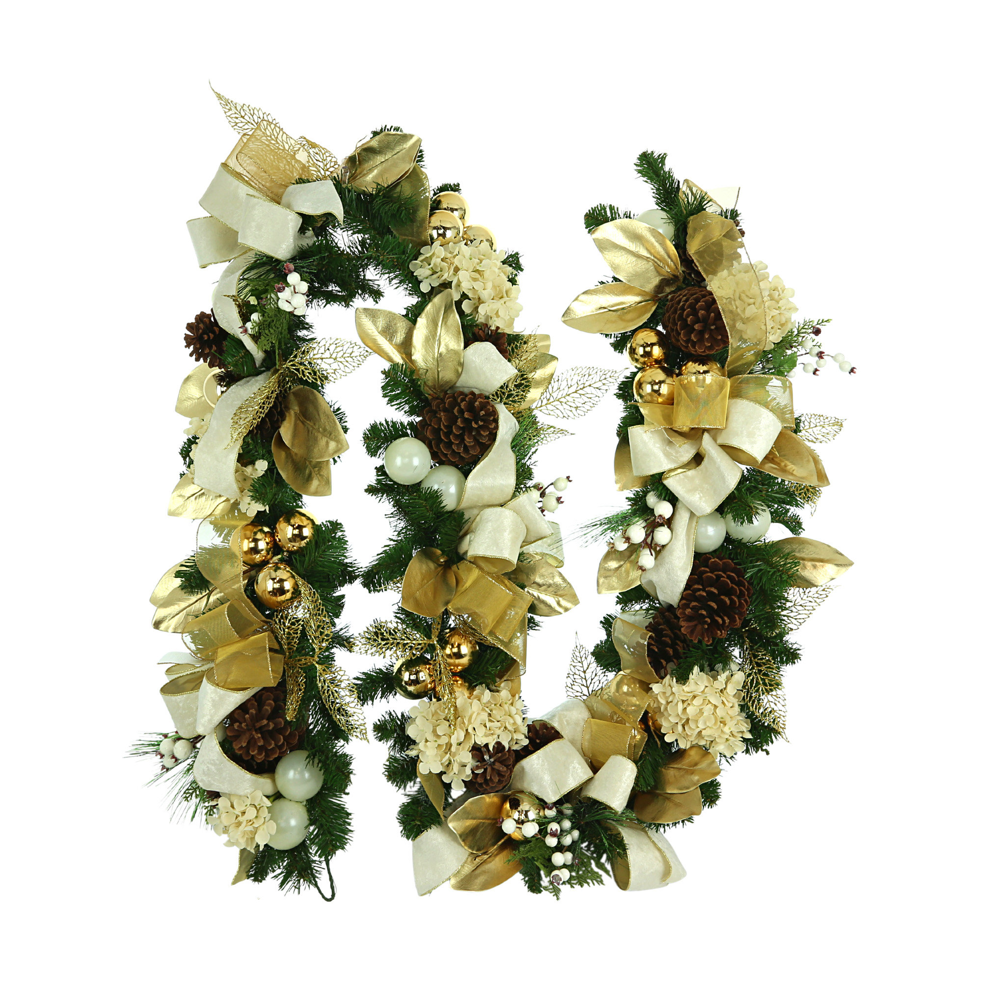 Creative Displays, Inc. 9' Holiday Garland with Hydrangeas, Berries and Bows | Wayfair