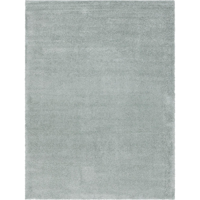 Tapis à poils longs en polypropylène tissé à la machine en vert sauge Fragos, Rectangle 9 pi x 12 pi