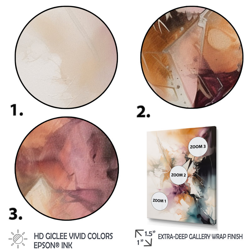 Orange marbré, aquarelle I - art mural abstrait sur toile, H 20 po x l 12 po x P 1 po, Toile tendue