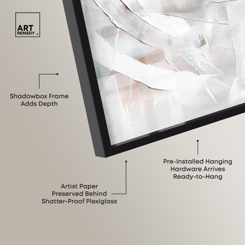 «Thick White Texture I Shadowbox Print», art mural blanc par Art Remedy, Noir, H 25 po x l 17 po