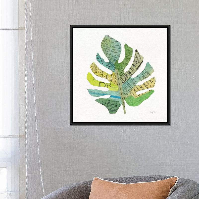 « tropical fun palms ii », impression sur toile, H 18 po x l 18 po x P 1,5 po, Toile avec cadre noir, Pas de tapis