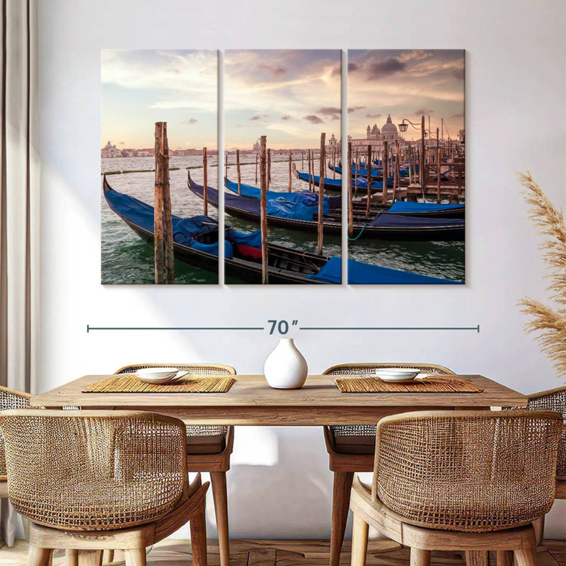 Mehar Venice Gondolas au coucher du soleil, H 42 po x l 65 po