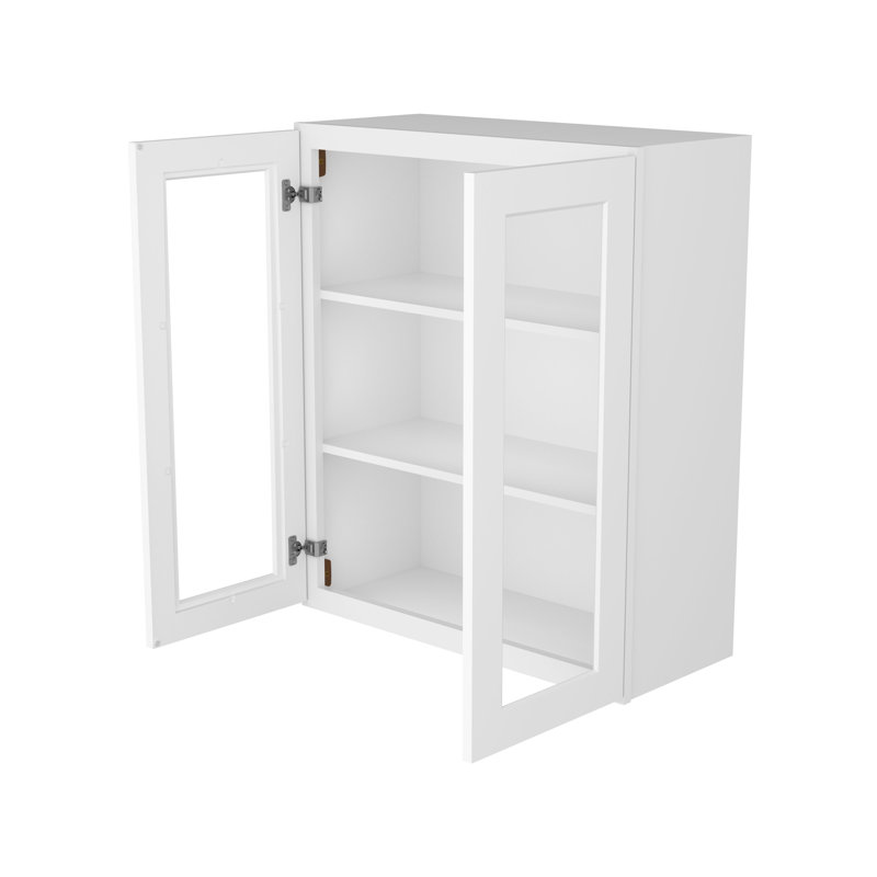 Meuble de cuisine mural, 2 portes, 3 étagères, vitres non comprises, à monter soi-même, 30,5 cm (P) x 76,2 cm (L) x 91,4 cm (H), blanc