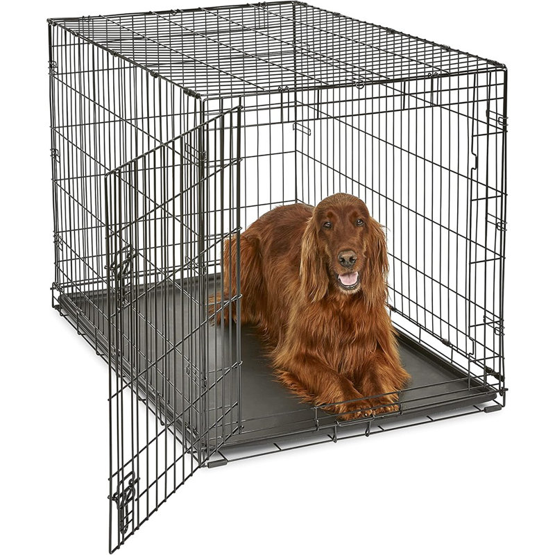 Cage en métal à une porte avec plateau étanche, loquet sécuritaire et assemblage facile