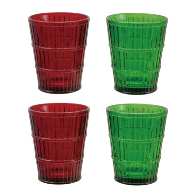 Gobelet côtelé rouge et verre
