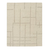 Hand Knotted Wool Geometric Area Rug in Cream, Off-White