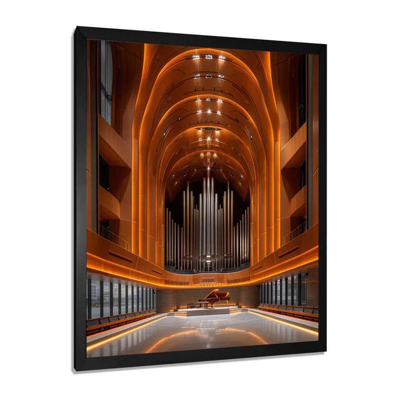 Reproduction d'art moderne orange symphonique, H 12 po x l 20 po, Cadre photo noir simple