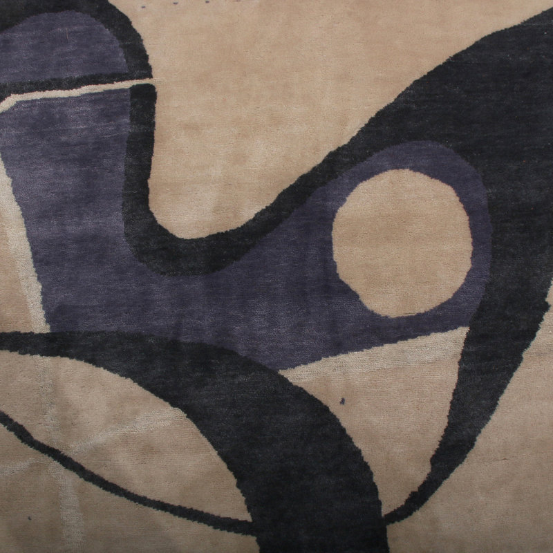 Mid Century Modern Hand Knotted Geometric Area Rug, Rectangle 12' x 15'
