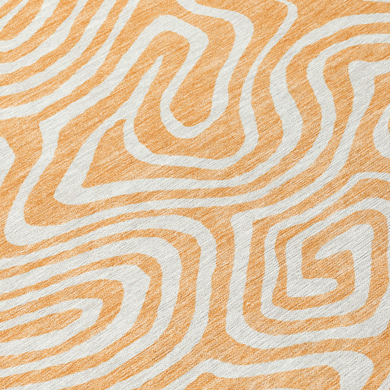 Tapis lavable intérieur / extérieur orange Evalora , 2 pi 3 po x 7 pi 6 po